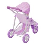 Olivia’s Little World Baby Doll Jogging Stroller with Twinkle Star Print, Doll Pram for 18″ Dolls, Foldable Stroller, Purple/White