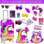 K.T. Fancy 18 Inch Girl Doll Accessories Suitcase Travel Luggage Play Set for 18 Inch Doll Travel Carrier Storage, Sunglasses Camera Phone Travel U-Shaped Pillow Blindfold Passport ect