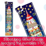 Long and Tall Puzzles – 123 Rocket Ship – 51 Piece, 5-foot-long Preschool STEM Puzzle, Learning Puzzles for Kids Ages 3-5, Educational Gifts for Boys & Girls Ages 3 and Up