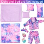 K.T. Fancy 8 PCS 18 Inch Girl Doll Clothes and Accessories Sleeping Sheet,Pajamas,Eye Mask,Unicorn Slippers,Pillow(Doll and Bed are Not Included)