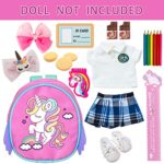 DOTVOSY Designed for American 18 inch Doll Accessories and Clothes School Supplies Set 21 Pcs for 18″ Dolls Including Doll School Outfits Uniform, Backpack, Shoes, Pencil, Ruler, Etc