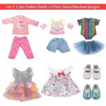 AugFrog 5 Sets Doll Clothes Dress Outfit and 2 Pairs Shoes(Send by Random) Fashion Doll Clothes and Shoes for 18 Inch Girl Doll(No Doll) (Style 3)