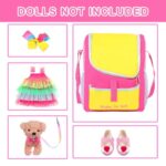 UNICORN ELEMENT 5 Items 18 inch Dolls Bag Carrier Set and Accessories Including 18 Inch Doll Clothes, Shoes, Hairband, Doll Backpack and Toy Dog(NO Doll)