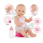 Corolle Drink and Wet Bath Baby Emma – 14” Girl Baby Doll with 3 Accessories – Bottle, Potty, and Pacifier – Really Drinks and Goes Potty, for Kids Ages 2 Years and up