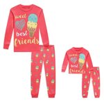 Babyroom Girls Matching Doll&Toddler 4 Piece Cotton Pajamas Toddler Ice Cream Sleepwear Size 5 Pink