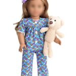 sweet dolly 18 Inches Doll Clothes Accesories 2 Sets of Pajamas & Teddy Bear For 18 inch Dolls