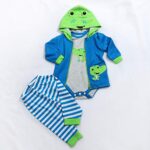 Reborn Baby Dolls Clothes Blue Frog Outfits for 17-19 Inch Baby Doll,18 inch Reborn Newborn Baby Doll Clothes Accessories