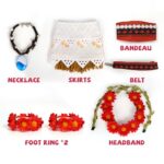 18 Inch Doll Clothes and Accessories Oceania Adventures Princess Style Set Fits 18 Inch American Dolls,Includes Skirt Set Necklace Belt Flower Crown Anklets 7 Pcs of Doll Clothing and Accessories