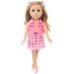 AK KYC 18 Inch Girl Doll Playset with Doll Clothes and Accessories Including 18 Inch Doll Jacket T-Shirt Skirt Shoes backbag Hairband for Little Girl