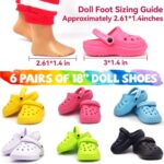 6 Pairs of Doll’s Classic Clogs, 18” Doll Accessories 18 Inch Doll Shoes 6 Colors Doll for 18-inch Dolls, Match for 18 Inch Boy or Girl Dolls