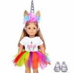 ebuddy 4pc/Set Dolls Unicorn Clothes, Headband, Tutu, Shoes for 18 inch Dolls Like American Girl, Journey Girl Dolls, Our Generation Dolls