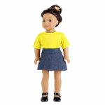 Gbell 18 Inch Doll Casual T-Shirt Denim Skirt Outfits for American Girl Doll Our Generation Doll Clothes Accessories (Yellow)