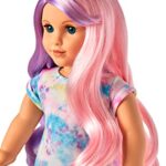 American Girl Truly Me 18-Inch Doll 116 with Light-Blue Eyes, Wavy Purple-and-Pink Hair, Light Skin with Warm Olive Undertones, Tie Dye T-Shirt Dress