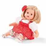 Gotz Muffin 13″ Soft Baby Doll with Blonde Hair and Blue Sleeping Eyes in Red Dress