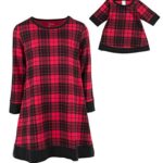 Leveret Kids & Toddler Matching Doll & Girls Dress 100% Cotton Black & Red Plaid (Size 2 Years)