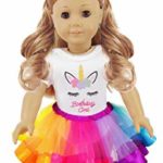 ibayda 3pc/Set Unicorn Doll Clothes Includes Rompers,Headband,Tutu for 18 inch American Girl,Our Generation Dolls, Birthday Gift for Kids