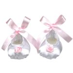 Dovewill Flower Charms White Ballet Satin Dance Shoes Pair FOR 18 inch American Girl Dolls