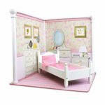 Bedroom and Kitchen Interchangeable 18 Inch Dollhouse Playscape with Bed, Table and 2 Chairs