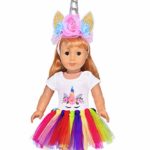 ibayda 3pc/Set Dolls Unicorn Clothes, Headband, Tutu for 18 inch Dolls Like American Girl, Journey Girl Dolls, Our Generation Dolls