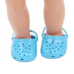 18 Inch Doll Cute Doll Shoes Candy Color Slippers Fits Our Generation American Girl Dolls (Blue)