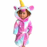 Soft Unicorn Hooded Bathrobe Sleepwear for Matching Doll & Girls (Pink Galaxy, 8-9 Years)