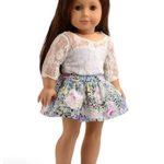 Sweet Dolly Doll Clothes Lace Top Floral Skirt Set for 18 Inches American Girl Dolls