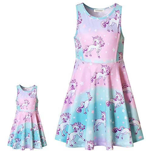 Princess Unicorn Dress Matching Girls&Dolls 18″ Sleeveless Party ...