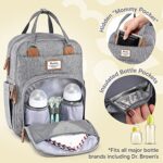 Diaper Bag Backpack, RUVALINO Multifunction Travel Back Pack Maternity Baby Changing Bags, Large Capacity, Waterproof and Stylish, Gray