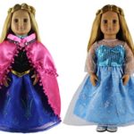 HongShun 2 Set Doll Clothes for 18″ American girl Handmade Elsa and Anna Princess dress