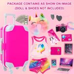 XFEYUE 23 Pcs American 18 inch Doll Clothes and Accessories – Suitcase Luggage , Pillow, Sunglasses, Camera, Passport, Mobile Phone , Computer Doll Travel Gear Play Set Fit American 18 inch Girl Doll