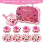 Tea Party Set for Little Girls, 32PCS Princess Tea Time Toy with Food Sweet Treats Playset Carrying Case, Kids Kitchen Pretend Play Toddler Dress Up Tea Set for Girls