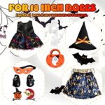 WONDOLL Halloween-Doll-Clothes Outfits Pumpkin with Lantern for 18-inch-Dolls – Compatible with Our Generation, My Life Doll, American Doll Halloween Costumes Gifts for Little Girls -Black