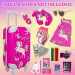 ZQDOLL American 18 Inch Girl Doll Clothes and Accessories Travel Luggage Play Set for 18 Inch Doll, Including 18 Inch Doll Clothes Travel Suitcase Travel Pillow and Eye Mask