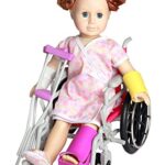 Click N’ Play Doll Medical Play Set,5 Piece Set,Wheelchair,Crutches,Bandage,Leg/Arm Cast, Perfect For 18 Inch Dolls,Pink & Purple