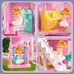 TEMI Dreamhouse Doll House for 3 4 5 6 7 8 Year Old Girls Toy – 4-Story 10 Rooms Dollhouse 7-8 with 2 Toy Figures, Furniture and Accessories, Pretend Play House for Kid Ages 3+