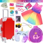 K.T. Fancy 23 PCS 18 Inch Girl Doll Accessories Suitcase Travel Set Including Clothes Suitcase Backpack Camera Pad Cell Phone Neck Pillow Pink Glasses and Other Travel Set