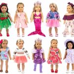 ebuddy 10-Sets Fashion Doll Clothes and Accessories with Popular Elements Horn Style,Unicon,Flamingo,Mermaid,Princess Dress for 18 inch American Girl Doll ,Our Generation Doll