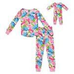 Dollie & Me Girls’ Apparel Snug Fit Sleepwear Set and Matching Doll Outfit in, Multicolor, Size 6