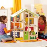 All Seasons Kids Wooden Dollhouse by Hape | Award Winning 3 Story Dolls House Toy with Furniture, Accessories, Movable Stairs and Reversible Season Theme