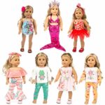 XFEYUE 7 Sets (15 Pieces) 18-inch Doll Clothes and Accessories American 18-inch Girl Doll, Mermaid Costumes and Various Styles of Doll Clothes for Child Birthday Gifts