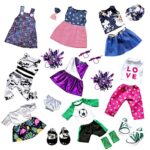 Srua Don 18 Inch American Doll Clothes and Accessories – 18″ Doll Clothes Outfits Including 8 Complete Set Toys Doll Dress and 2 Pairs Shoes, 20 Pcs/Set Doll Accessories with Cap, Underwear, Hair Clip