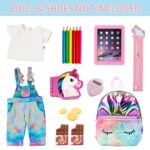 DONTNO 18 Inch American Doll Accessories, School Supplies Set for American 18 Inch Girl Doll- Doll Clothes, Bag, Pencil, Ruler, etc.