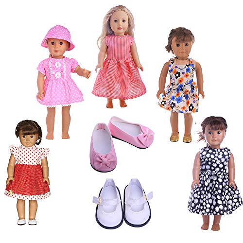 Luckdoll 5pcs Stylish Doll Outfits Clothes Set 2 Pairs Shoes Fit 18 Inch American Girl Dollmy 