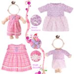 22 Pcs Doll Clothes and Accessories Fits 13 14 15 Inch Bitty Alive Baby Dolls, Girl Doll Clothes Outfits, Include 12 Dresses 5 Unicornss Hairpins and 5 Doll Underwear for Girl Gift