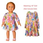 Rainbow Cat Dresses Matching Doll&Girls Long Sleeve Birthday Gift Clothes 4t 5t