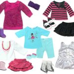 5 Complete Outfits for 18 In Dolls by Sophia’s Casual Outfits, Ice Skater, Sweater Dress and Pjs Includes 15 Pieces with Shoes