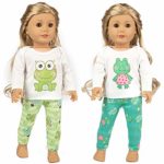 Ecore Fun 2 Sets 16-18 Inch Doll Clothes Pajamas Outfits for American 18 Inch Girl Doll, Generation Doll – 2 Pcs Tops + 2 Pcs Pants