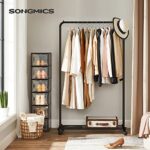 SONGMICS Clothes Rack with Wheels, 36 Inch Garment Rack, Clothing Rack for Hanging Clothes, with Dense Mesh Storage Shelf, 110 lb Load Capacity, 2 Brakes, Steel Frame, Black UHSR25BK