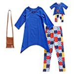 Dollie & Me Girls’ Little Tunic with Purse, Legging and Matching Doll Outfit, Blue/Multi, 6