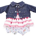 Gotz Combination Outfit Denim Jacket Flower Pants Striped Dress 13″ Baby Dolls